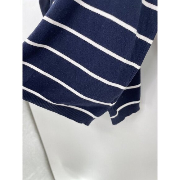 Market & Spruce Women's Aubree Elbow Patch Sweater Navy Striped Size 1x - Picture 4 of 11